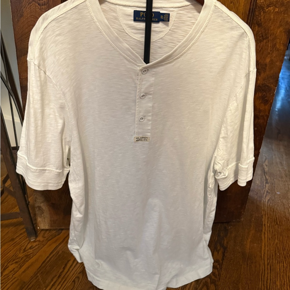 Polo by Ralph Lauren White Short Sleeve Slub Henley Tee XXL